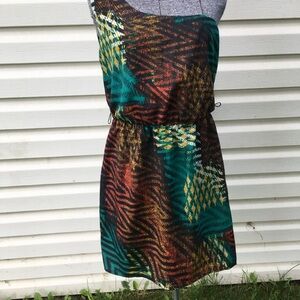 Streetwear Society Green and Brown Mini Dress